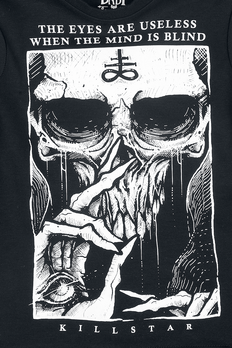 T-shirt Gothic de Baby Bat by Killstar - Mini Blind Mind T-Shirt - 92/98 à 110/116 - pour garçons - noir - Baby Bat by Killstar - View 2
