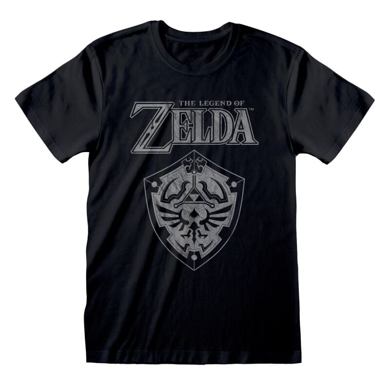 T-Shirt Manches courtes Gaming de The Legend Of Zelda - Distressed Shield - S à XXL - pour Unisexe - noir - The Legend Of Zelda