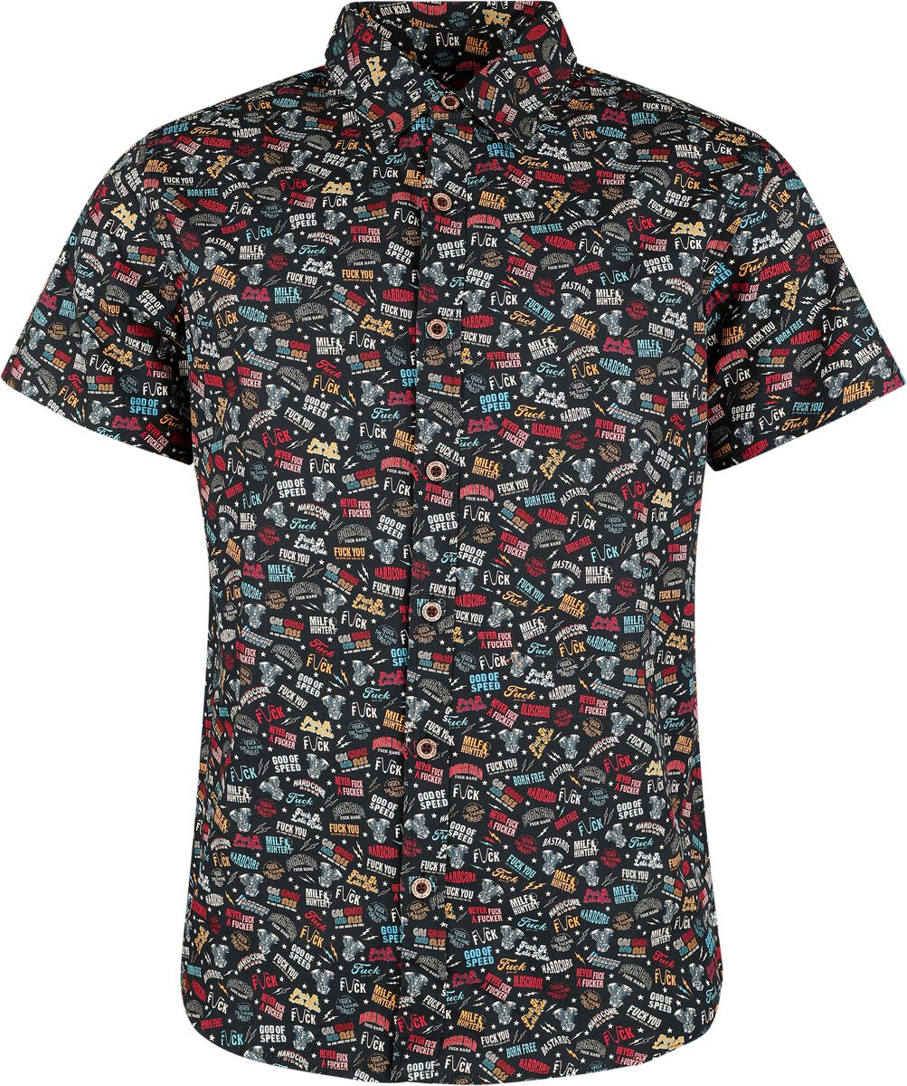 Chemise manches courtes Rockabilly de King Kerosin - Motorcycle Tools Shirt - S à XXL - pour Homme - noir - King Kerosin