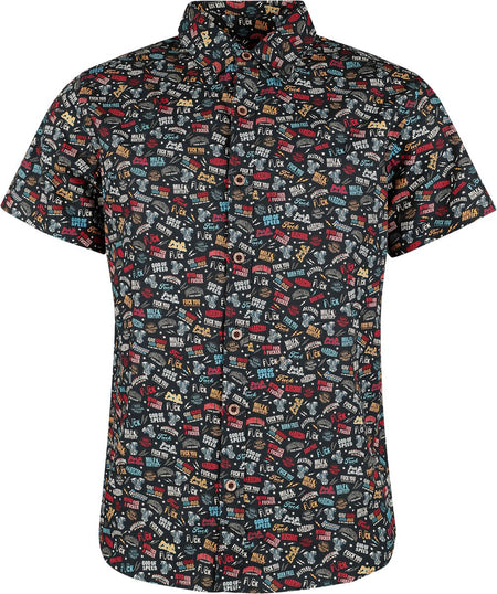 Chemise manches courtes Rockabilly de King Kerosin - Motorcycle Tools Shirt - S à XXL - pour Homme - noir - King Kerosin