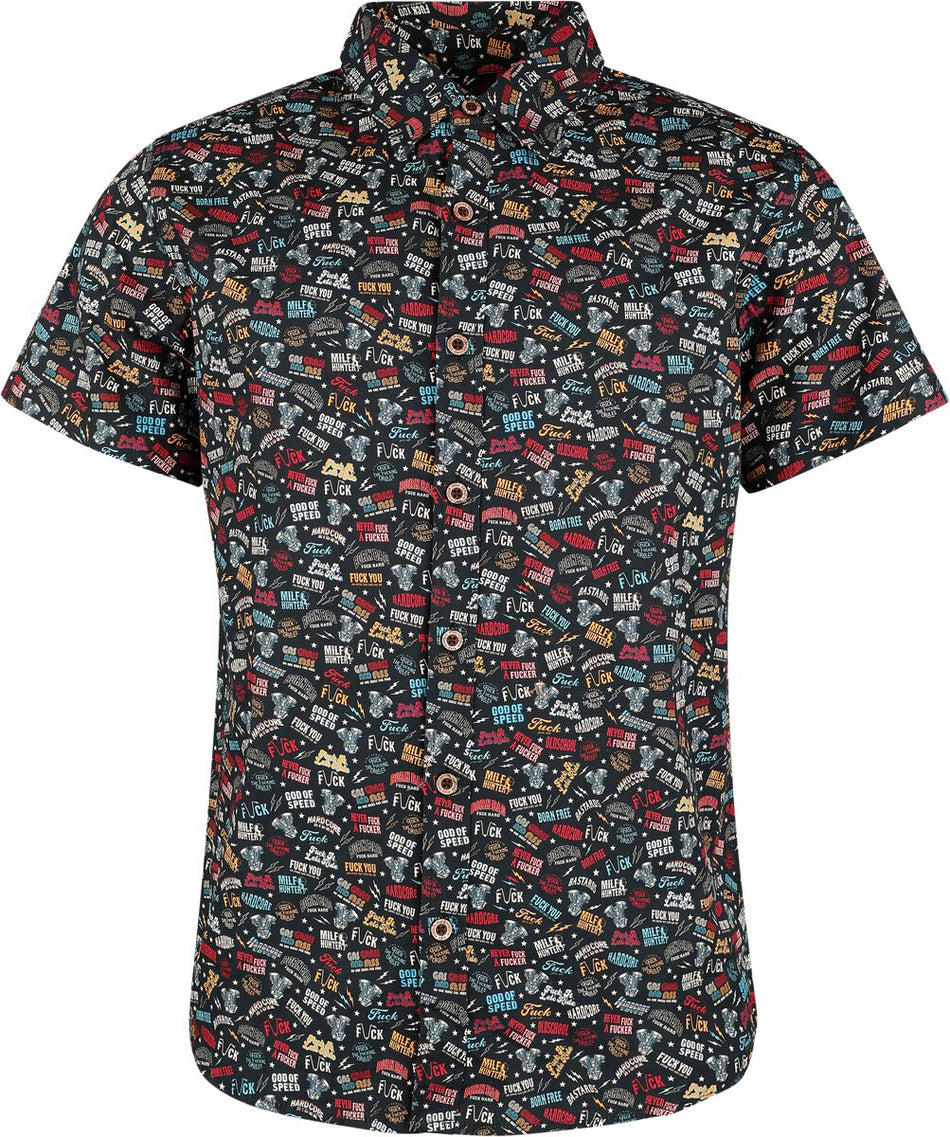 Chemise manches courtes Rockabilly de King Kerosin - Motorcycle Tools Shirt - S à XXL - pour Homme - noir - King Kerosin