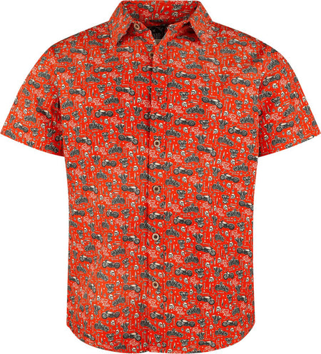 Chemise manches courtes Rockabilly de King Kerosin - LA Motor Soul Shirt - S à XXL - pour Homme - rouge - King Kerosin