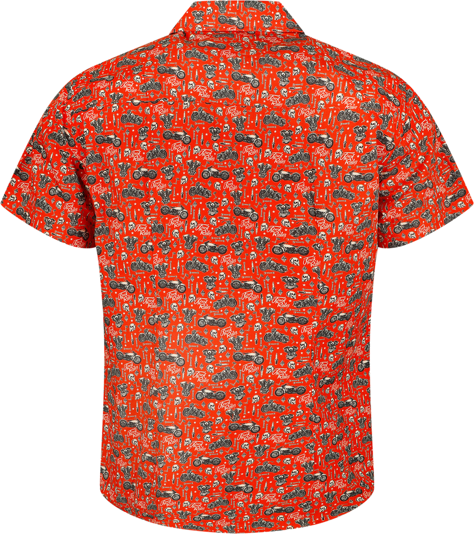 Chemise manches courtes Rockabilly de King Kerosin - LA Motor Soul Shirt - S à XXL - pour Homme - rouge - King Kerosin - View 2