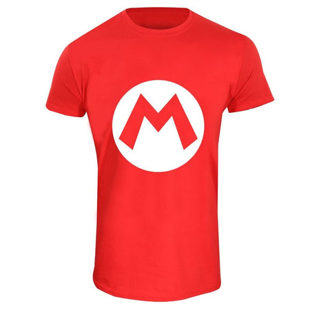 T-Shirt Manches courtes Gaming de Super Mario - Badge Mario - S à XXL - pour Unisexe - rouge - Super Mario