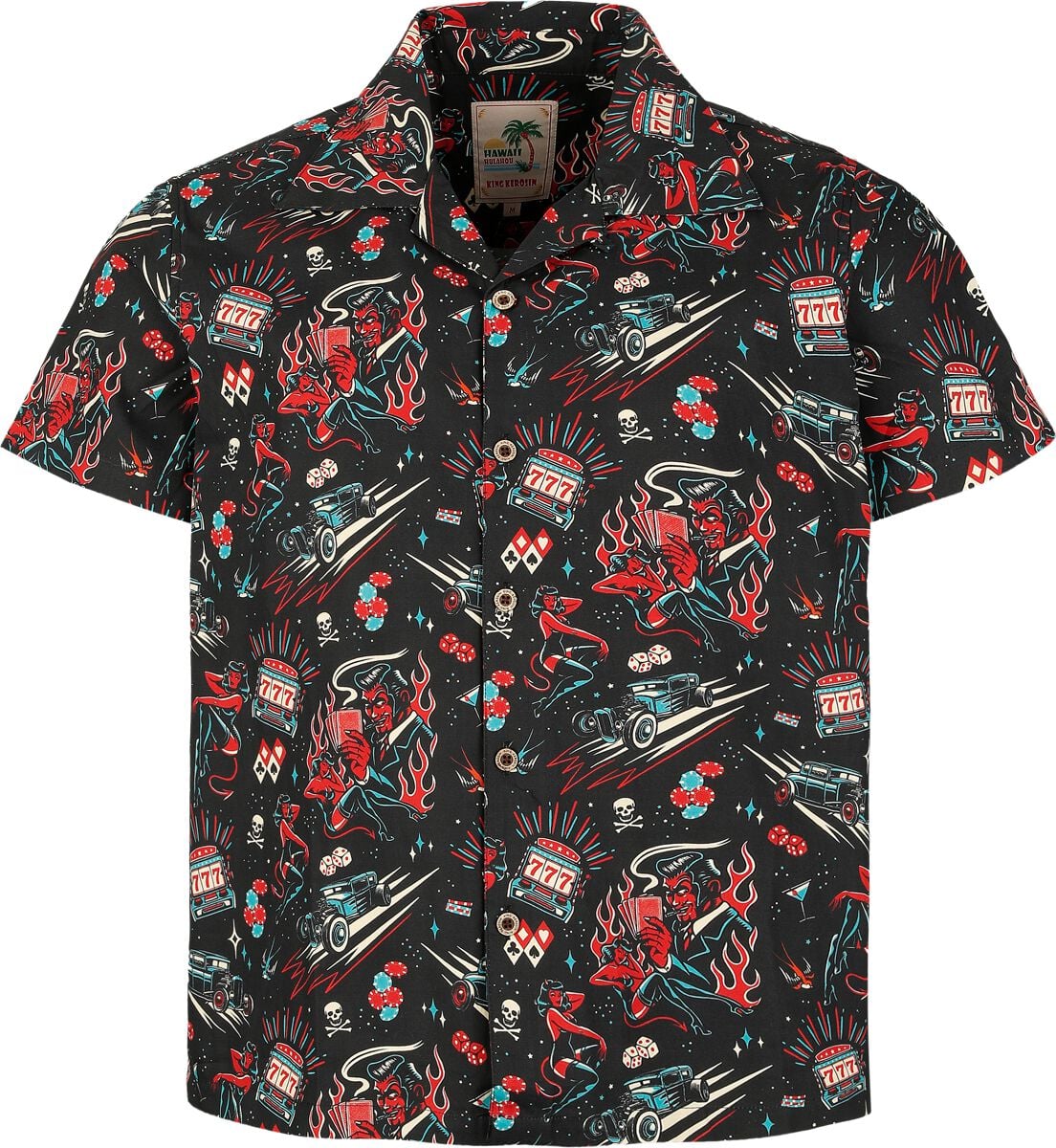 Chemise manches courtes Rockabilly de King Kerosin - Rockabilly Devil Hawaii Shirt - S à 5XL - pour Homme - noir - King Kerosin