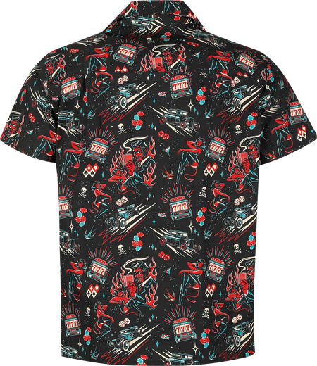 Chemise manches courtes Rockabilly de King Kerosin - Rockabilly Devil Hawaii Shirt - S à 5XL - pour Homme - noir - King Kerosin - View 2