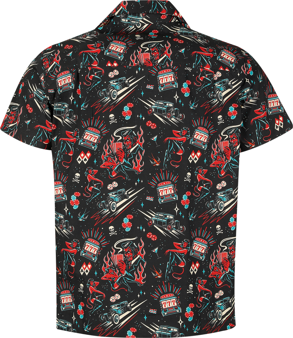 Chemise manches courtes Rockabilly de King Kerosin - Rockabilly Devil Hawaii Shirt - S à 5XL - pour Homme - noir - King Kerosin - View 2