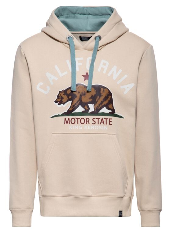 Sweat-shirt à capuche  de King Kerosin - California Motor State - S à L - pour Homme - beige - King Kerosin