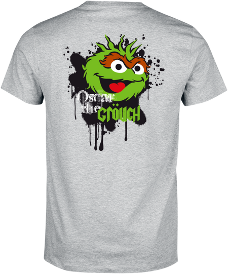 T-Shirt Manches courtes  de Sesame Street - Oscar le Grincheux - Imprimé frontal - S à XXL - pour Homme - gris chiné - Sesame Street - View 2