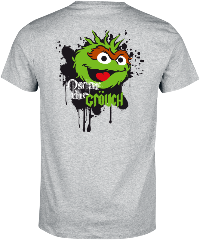 T-Shirt Manches courtes  de Sesame Street - Oscar le Grincheux - Imprimé frontal - S à XXL - pour Homme - gris chiné - Sesame Street - View 2