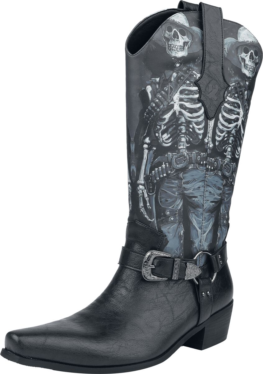 Bottes de motard  de KOI - Scorched One Western Boots - Vintage Black - EU41 à EU46 - pour Homme - noir - KOI