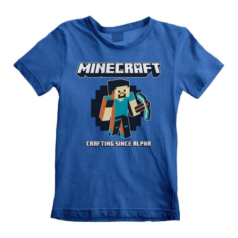 T-Shirt Manches courtes Gaming de Minecraft - Crafting Since Alpha - 104 à 152 - pour Unisexe - bleu - Minecraft