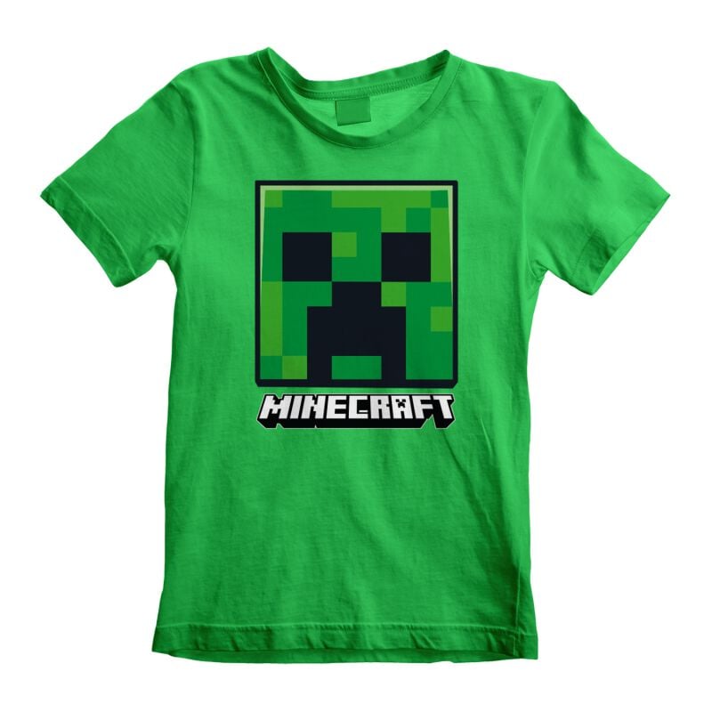 T-Shirt Manches courtes Gaming de Minecraft - Tête Creeper - 116 - pour Unisexe - vert - Minecraft