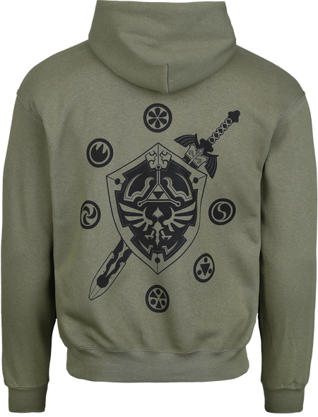 Sweat-shirt à capuche Gaming de The Legend Of Zelda - Logo and Shield - S à XXL - pour Unisexe - olive - The Legend Of Zelda - View 2