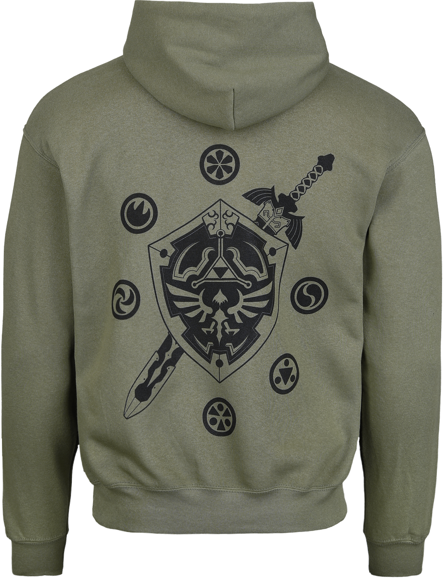 Sweat-shirt à capuche Gaming de The Legend Of Zelda - Logo and Shield - S à XXL - pour Unisexe - olive - The Legend Of Zelda - View 2