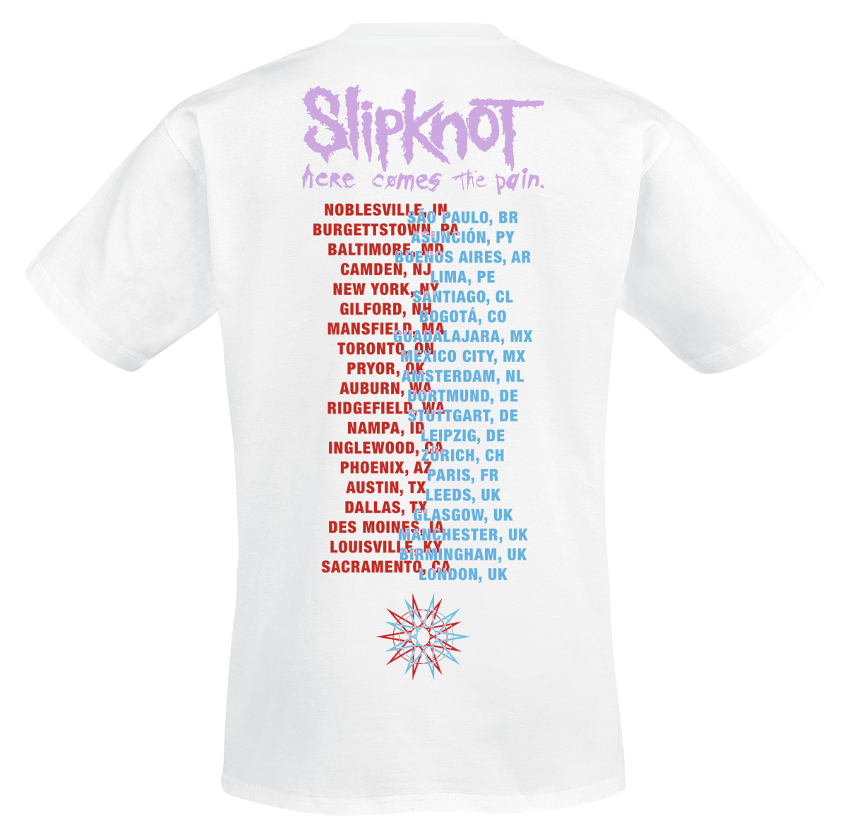T-Shirt Manches courtes  de Slipknot - Tour 2024 Devil - S à 3XL - pour Homme - blanc - Slipknot - View 2