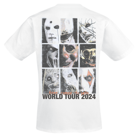 T-Shirt Manches courtes  de Slipknot - Tour 2024 Faces - S à L - pour Homme - blanc - Slipknot - View 2