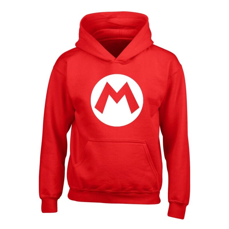 Sweat-Shirt à capuche Gaming de Super Mario - Badge Mario - 116 à 128 - pour filles & garçonse - rouge - Super Mario