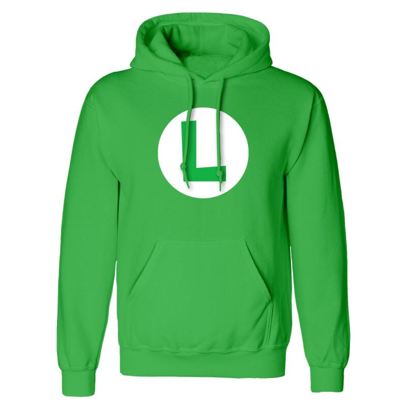 Sweat-shirt à capuche Gaming de Super Mario - Badge Luigi - S à XXL - pour Homme - vert - Super Mario