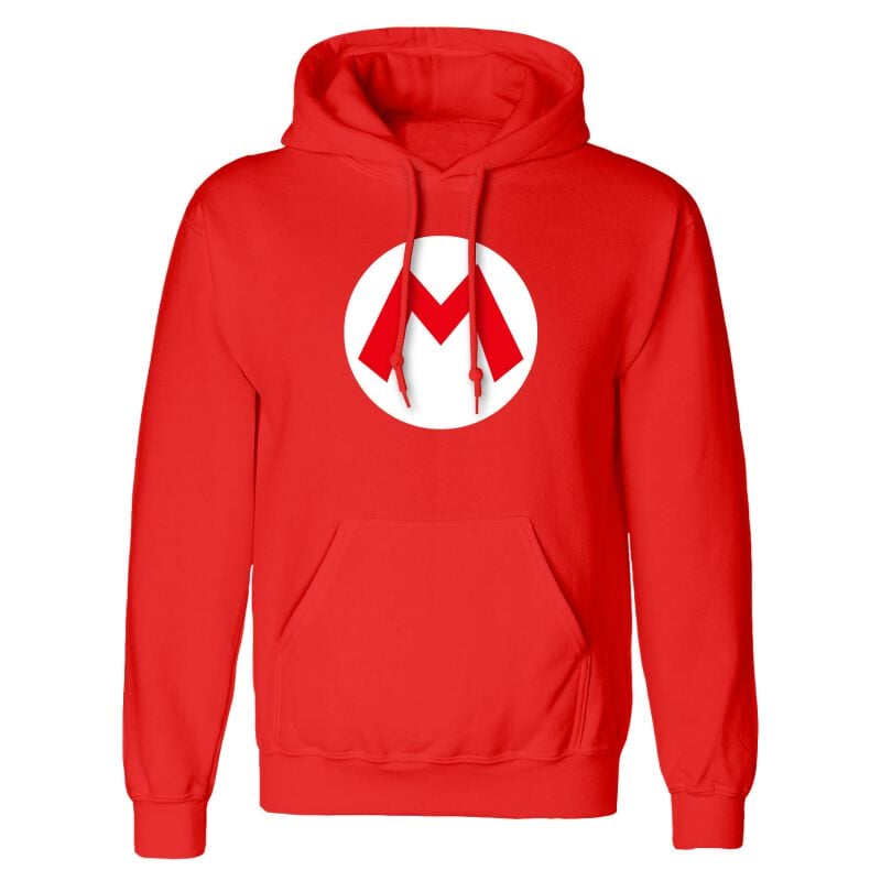 Sweat-shirt à capuche Gaming de Super Mario - Badge Mario - S à XXL - pour Unisexe - rouge - Super Mario