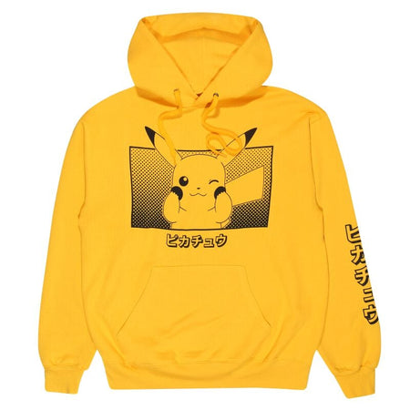 Sweat-shirt à capuche Gaming de Pokémon - Pikachu Katakana - S à XL - pour Homme - jaune - Pokémon