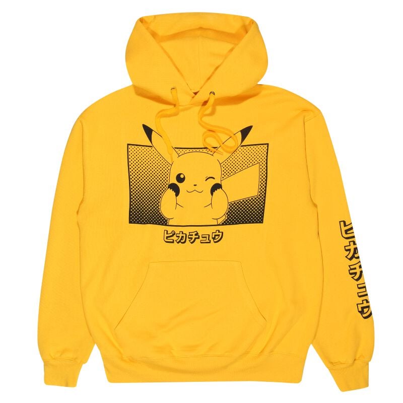 Sweat-shirt à capuche Gaming de Pokémon - Pikachu Katakana - S à XL - pour Homme - jaune - Pokémon