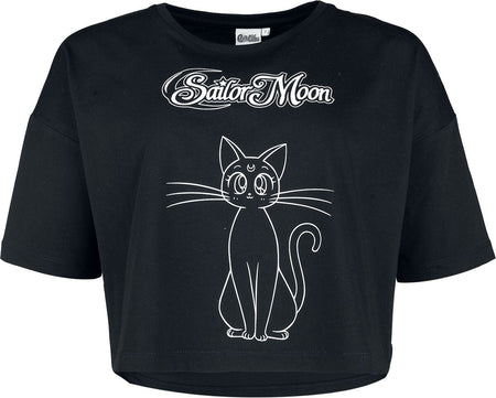 T-Shirt Manches courtes  de Sailor Moon - Luna - S à 3XL - pour Femme - noir - Sailor Moon