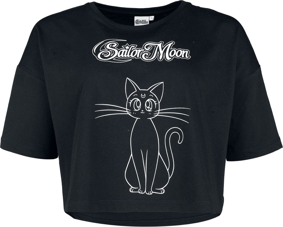 T-Shirt Manches courtes  de Sailor Moon - Luna - S à 3XL - pour Femme - noir - Sailor Moon