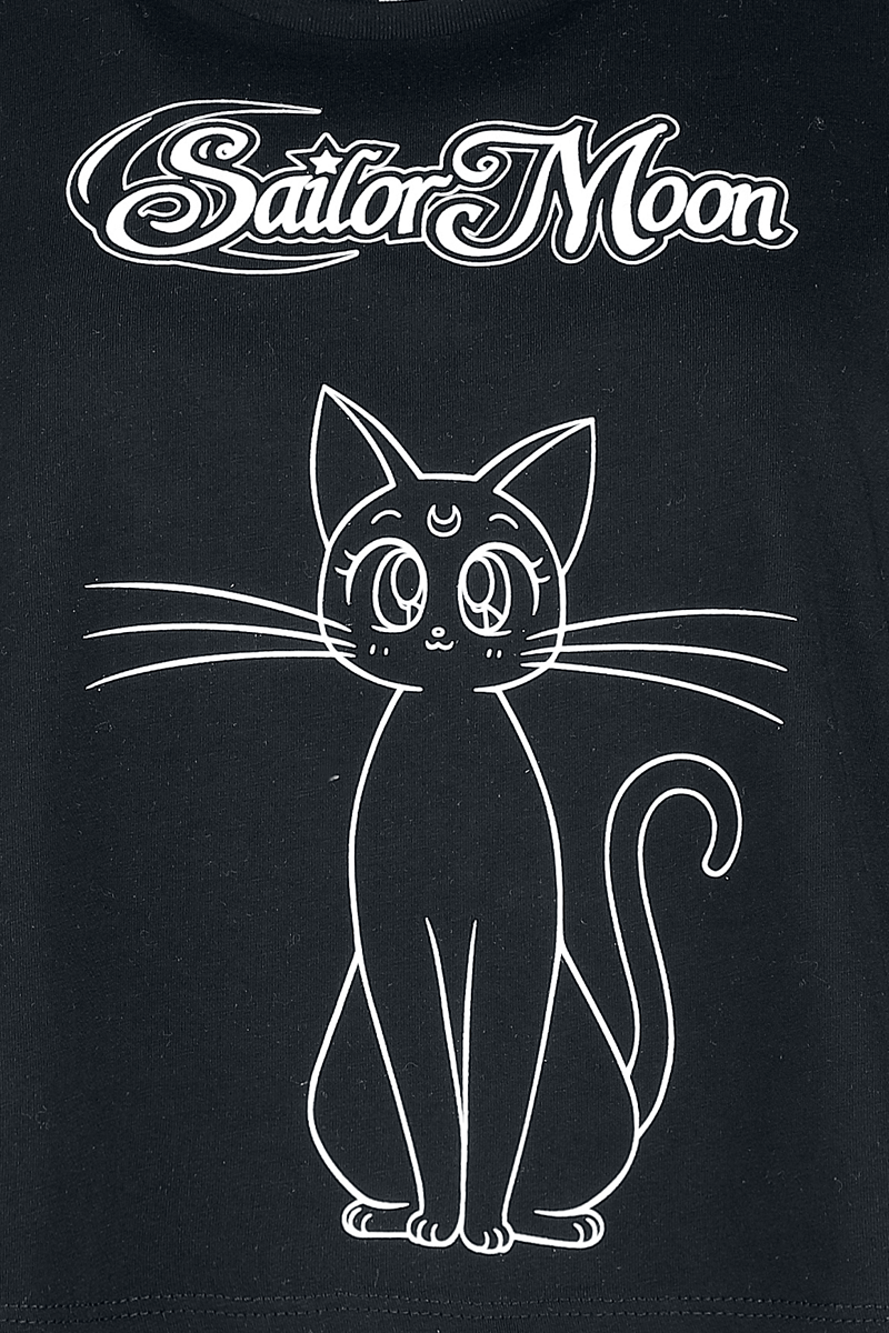 T-Shirt Manches courtes  de Sailor Moon - Luna - S à 3XL - pour Femme - noir - Sailor Moon - View 2