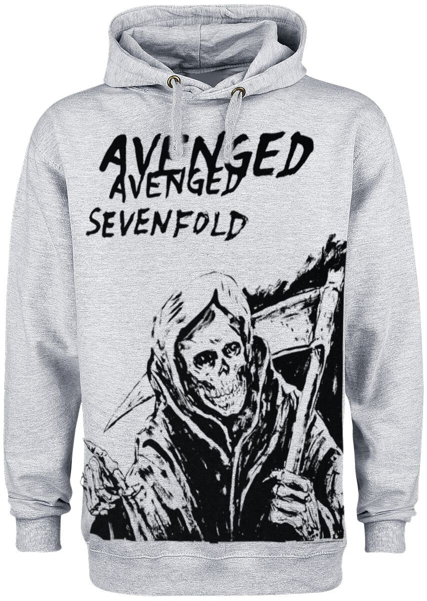 Sweat-shirt à capuche  de Avenged Sevenfold - Scheleton - S à XXL - pour Homme - gris chiné - Avenged Sevenfold