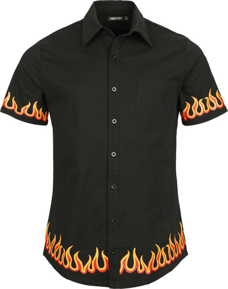 Chemise manches courtes Rockabilly de Jawbreaker - In Flames - Chemise Boutonnnée - S à L - pour Homme - noir - Jawbreaker
