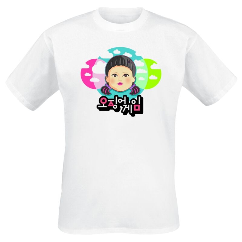 T-Shirt Manches courtes  de Squid Game - Cartoon Doll - S à 3XL - pour Homme - blanc - Squid Game