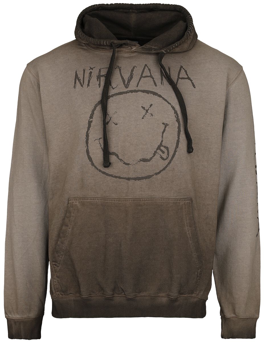 Sweat-shirt à capuche  de Nirvana - Smiley Logo - S à XXL - pour Homme - marron - Nirvana