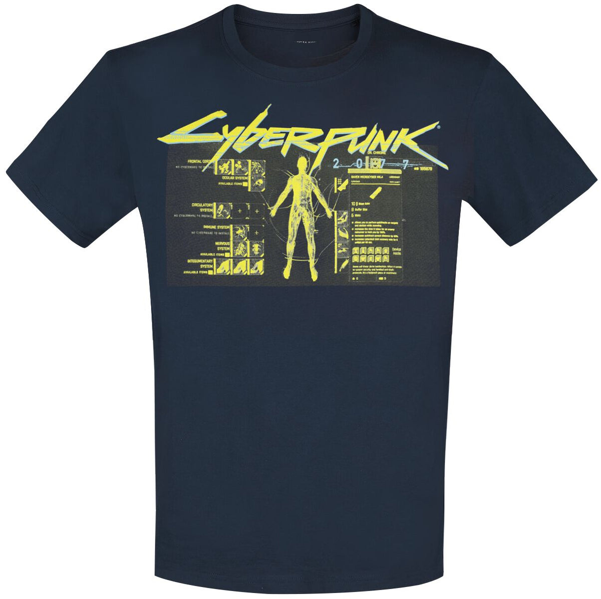 T-Shirt Manches courtes Gaming de Cyberpunk - 2077 - Vitruvian Man - S à XXL - pour Homme - marine - Cyberpunk