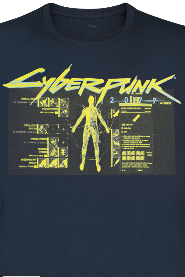 T-Shirt Manches courtes Gaming de Cyberpunk - 2077 - Vitruvian Man - S à XXL - pour Homme - marine - Cyberpunk - View 2