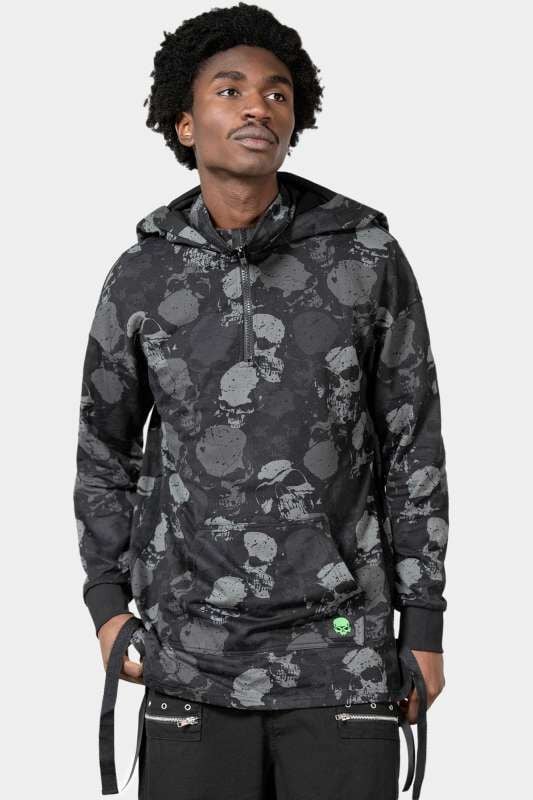 Sweat-shirt à capuche Gothic de Killstar - Tzompantli Oversized Hoodie - XS à L - pour Homme - noir - Killstar