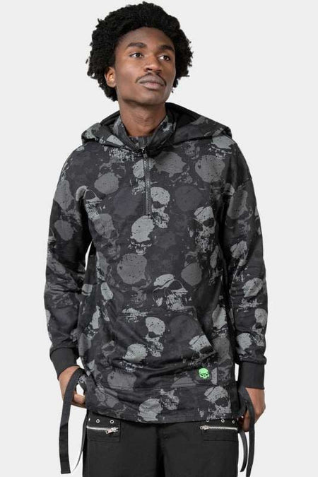 Sweat-shirt à capuche Gothic de Killstar - Tzompantli Oversized Hoodie - XS à L - pour Homme - noir - Killstar