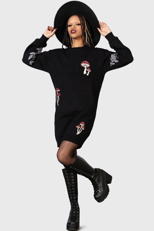 Robe mi-longue Gothic de Killstar - Bitter Morelle - Robe Pull - XS à L - pour Femme - noir - Killstar