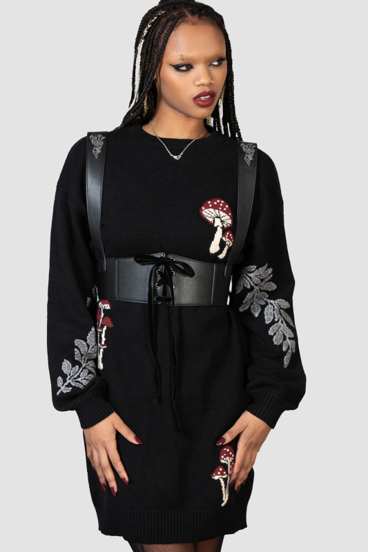 Robe mi-longue Gothic de Killstar - Bitter Morelle - Robe Pull - XS à L - pour Femme - noir - Killstar - View 2