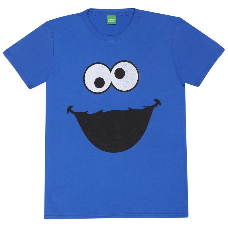 T-Shirt Manches courtes  de Sesame Street - Cookie Monster Face - S à XL - pour Homme - bleu roi - Sesame Street