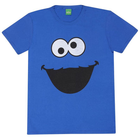 T-Shirt Manches courtes  de Sesame Street - Cookie Monster Face - S à XL - pour Homme - bleu roi - Sesame Street