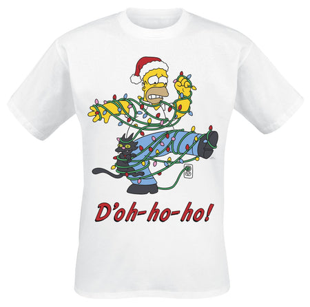 T-Shirt Manches courtes  de Les Simpson - Ho Ho Doh - S à XXL - pour Homme - blanc - Les Simpson