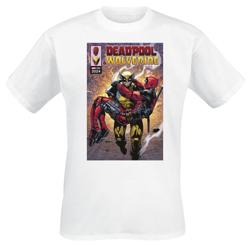T-Shirt Manches courtes Disney de Deadpool - 3 - Deadpool And Wolverine - In Love Escape - L à XXL - pour Homme - blanc - Deadpool