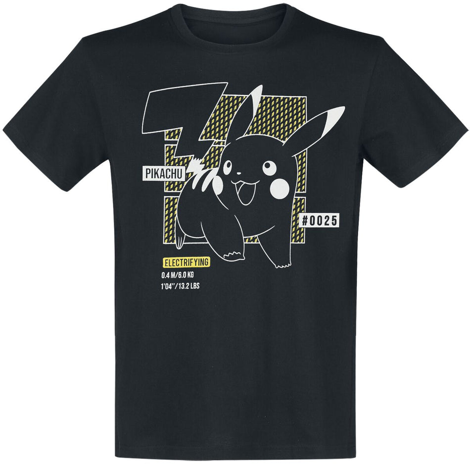 T-Shirt Manches courtes Gaming de Pokémon - Line Art Pikachu - S à M - pour Homme - noir - Pokémon
