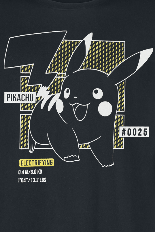 T-Shirt Manches courtes Gaming de Pokémon - Line Art Pikachu - S à M - pour Homme - noir - Pokémon - View 2