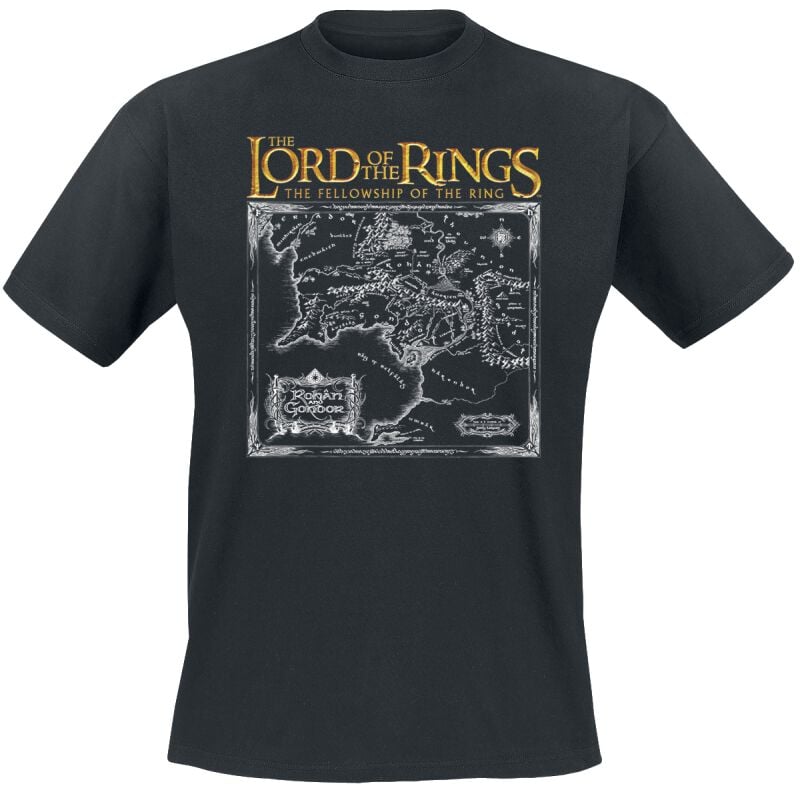 T-Shirt Manches courtes  de Le Seigneur Des Anneaux - Map Fellowship - M à 4XL - pour Homme - noir - Le Seigneur Des Anneaux