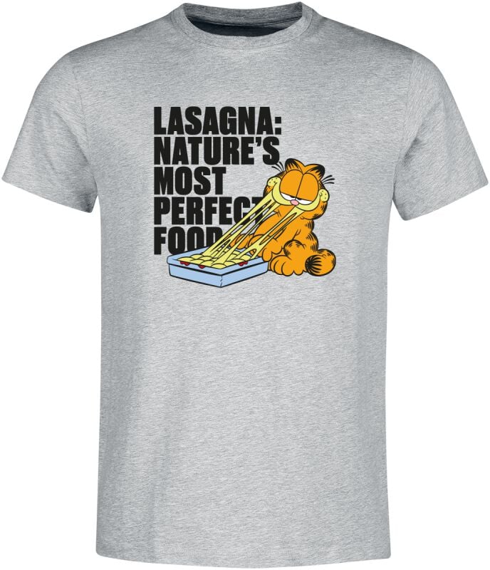 T-Shirt Manches courtes  de Garfield - Lasagna: Nature`s Most Perfect Food - S à M - pour Homme - gris chiné - Garfield