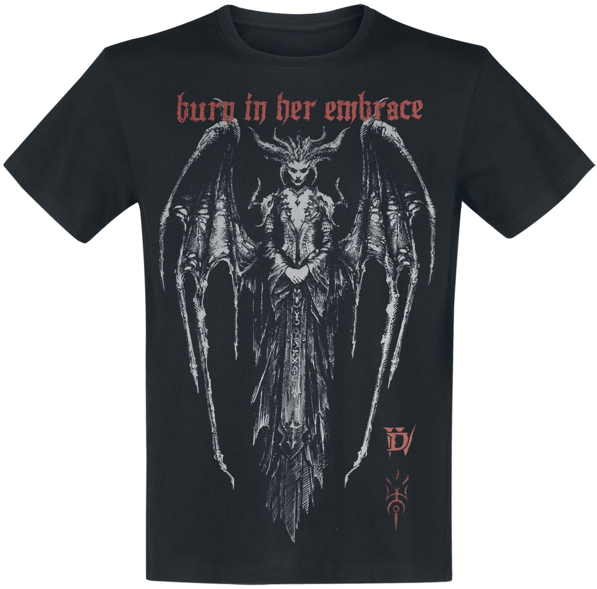 T-Shirt Manches courtes Gaming de Diablo - Diablo IV - Burn In Her Embrace - S à XXL - pour Homme - noir - Diablo