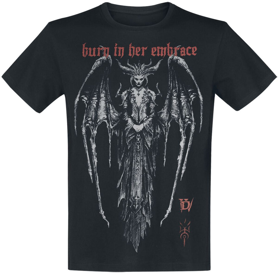 T-Shirt Manches courtes Gaming de Diablo - Diablo IV - Burn In Her Embrace - S à XXL - pour Homme - noir - Diablo