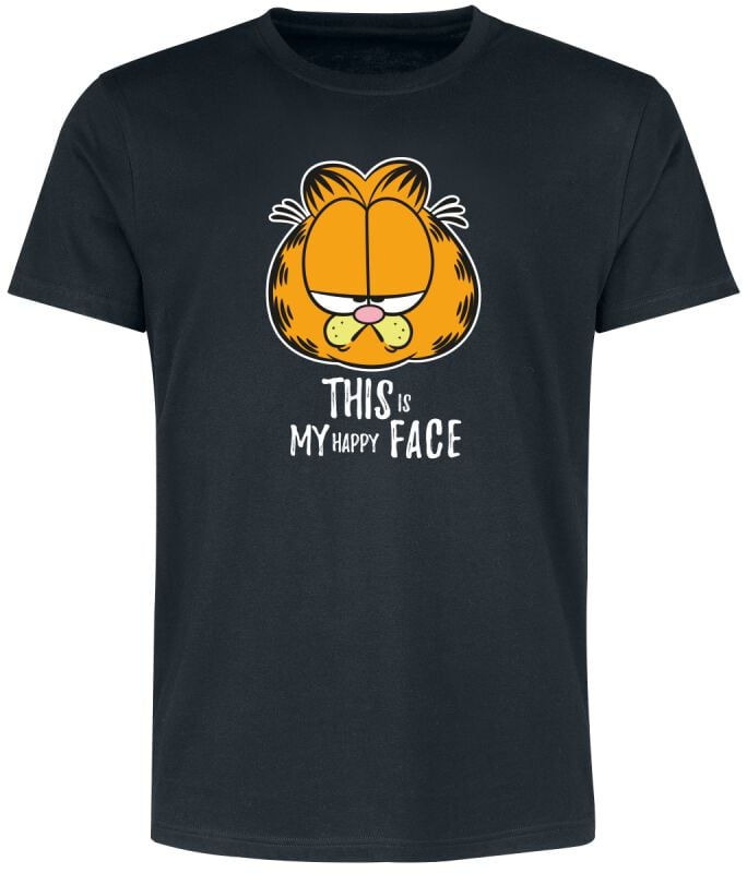 T-Shirt Manches courtes  de Garfield - This Is My Happy Face - S à 3XL - pour Homme - noir - Garfield